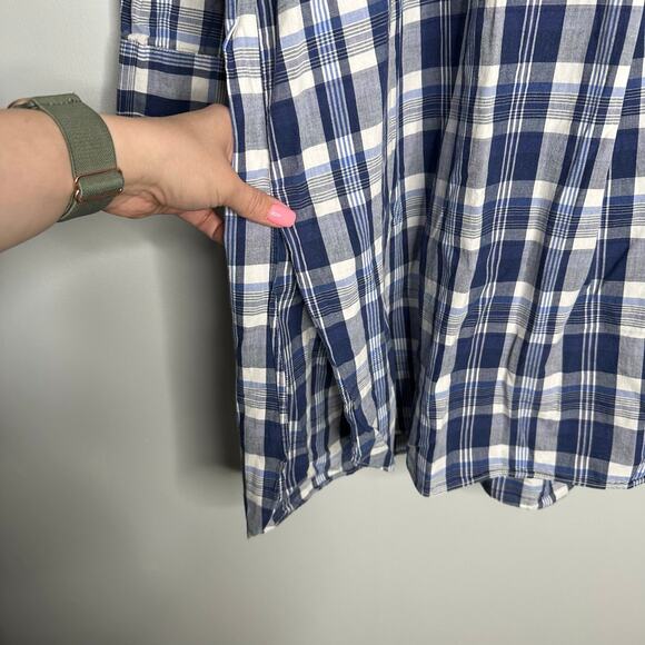 Victoria's Secret Women’s Pink Beige Plaid Print V-Neck Button Down Tunic Top M - Picture 3 of 8